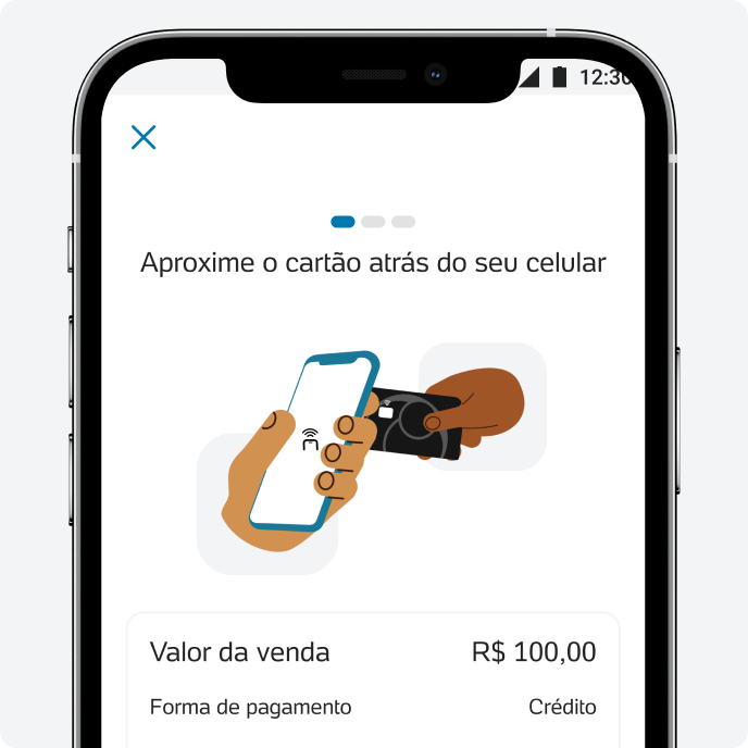 Pagamento por aproximação com Tap On do PagBank usando o celular para receber o pagamento com cartão
