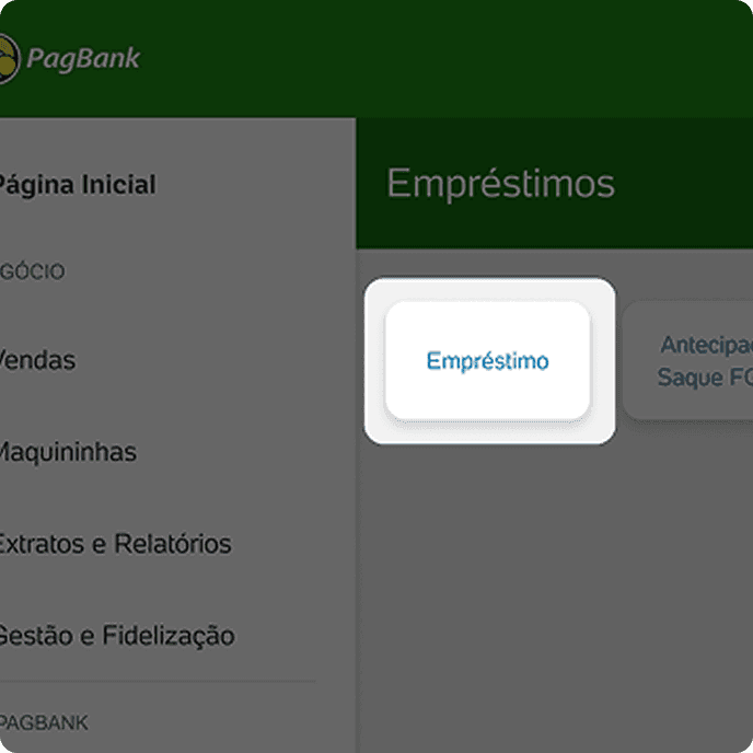 Área logada do Internet Banking PagBank na seção de empréstimos.