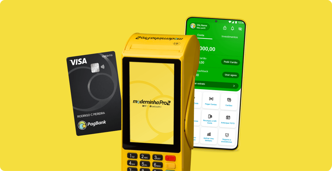 Maquininha Moderninha do PagBank, primeira sem aluguel no Brasil, lançada em 2015.